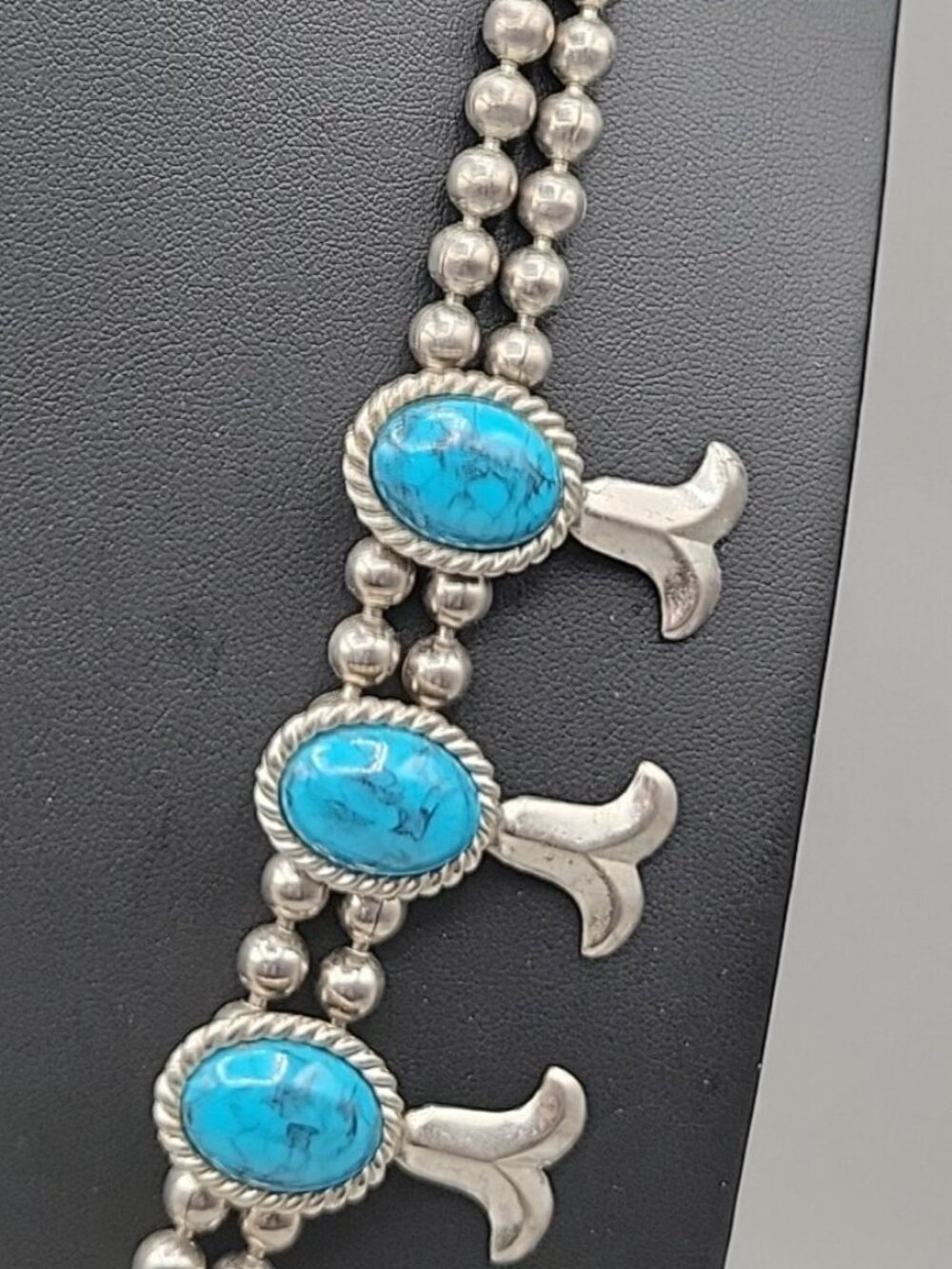 Kingston Wind Pendant Watch Squash Blossom Necklace Faux Turquoise 26" - Picture 5 of 16